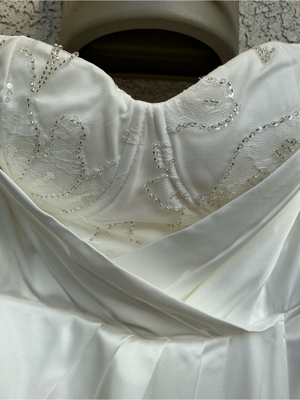 NWT Lulu’s Heidy White Satin Beaded Strapless Maxi Wedding Dress Medium Romantic - Picture 10 of 12
